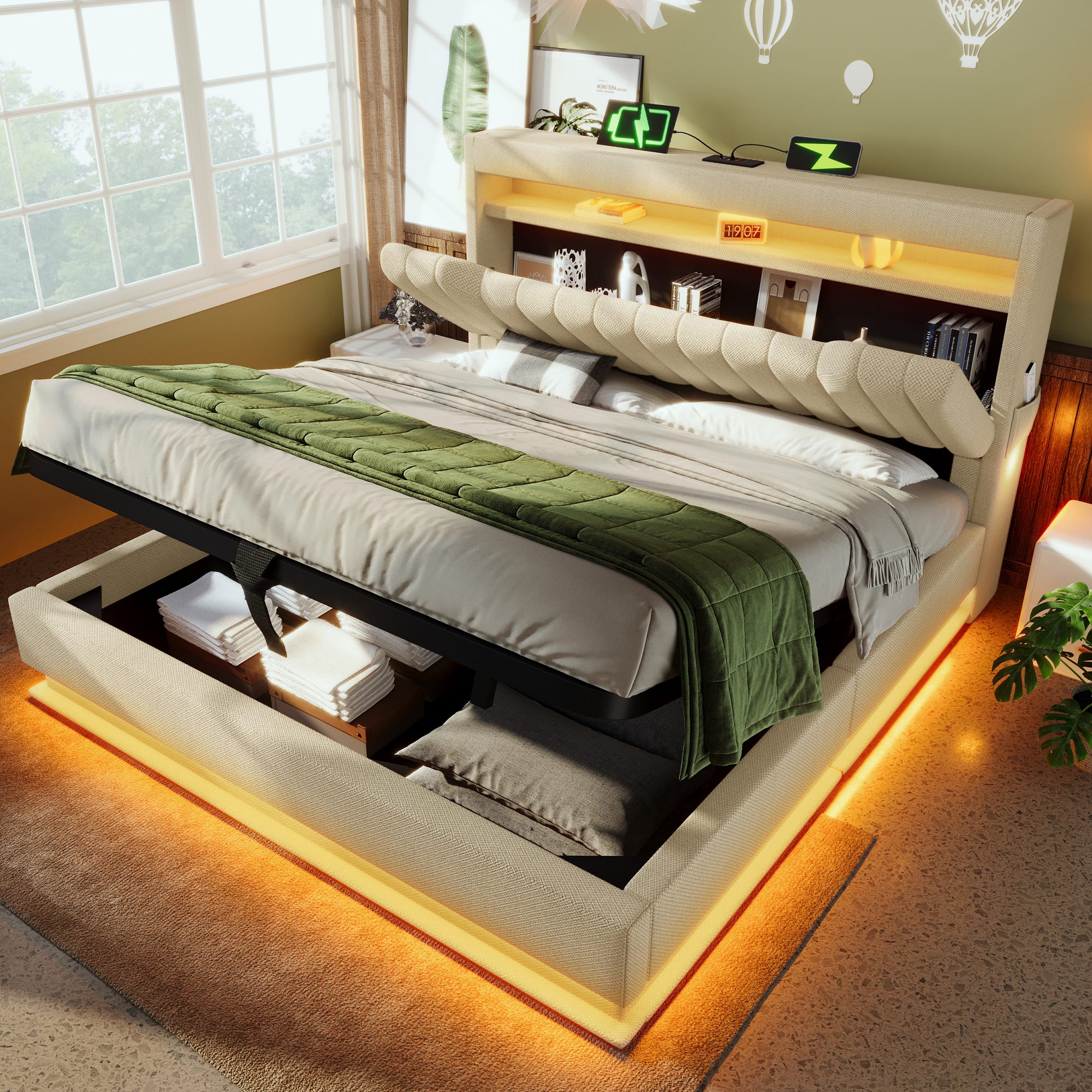 Lit double avec coffre carla - 140 x 190 - gris Lit double avec coffre carla - 140 x 190 - gris