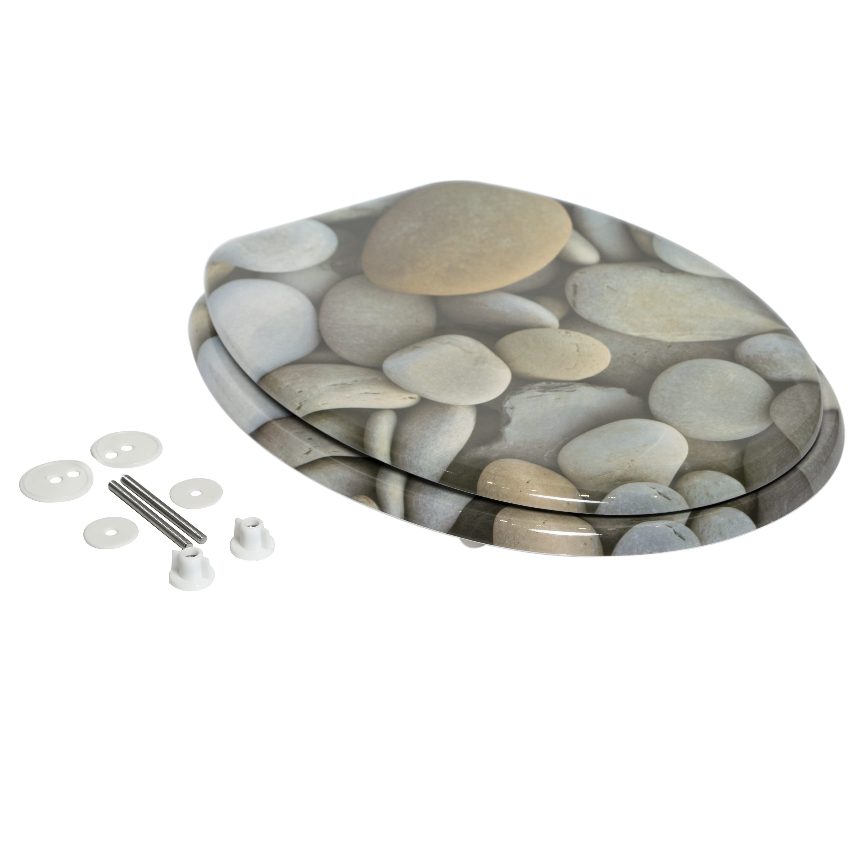 SENSEA - Abattant WC ovale - MDF motif galets - Pop - 5