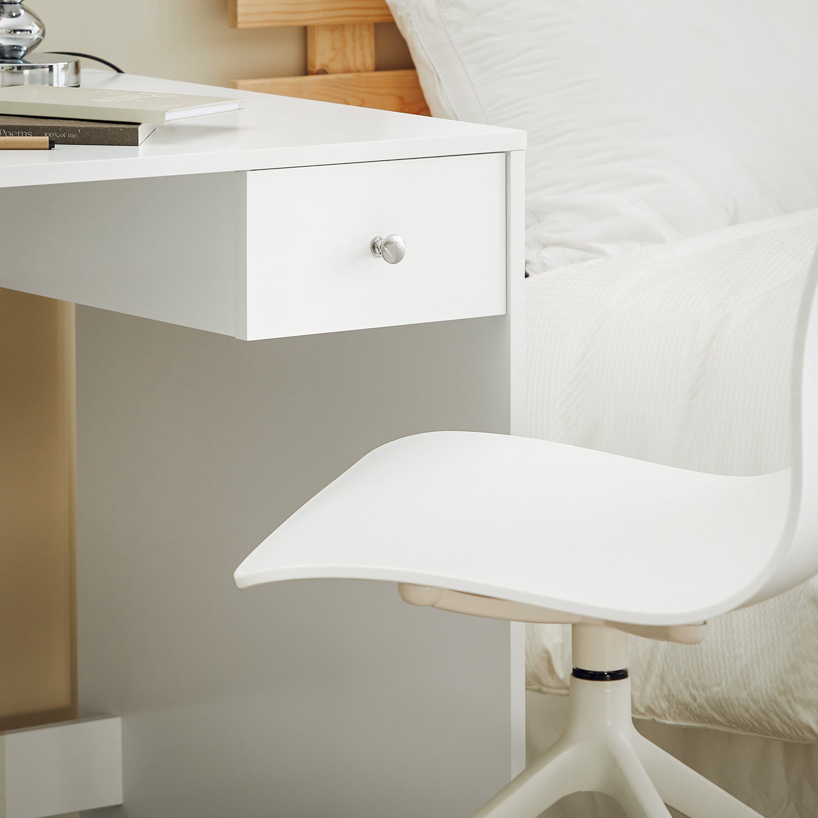 SoBuy FWT35-W Table Bureau Informatique Plan de Travail avec 3 étagères et 1 tiroir - Blanc - 6
