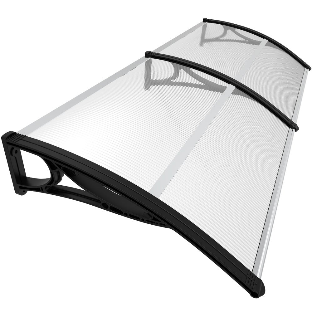 Marquesinas exterior para puertas ventanas tejadillo protección con barra central, 200x80cm negro