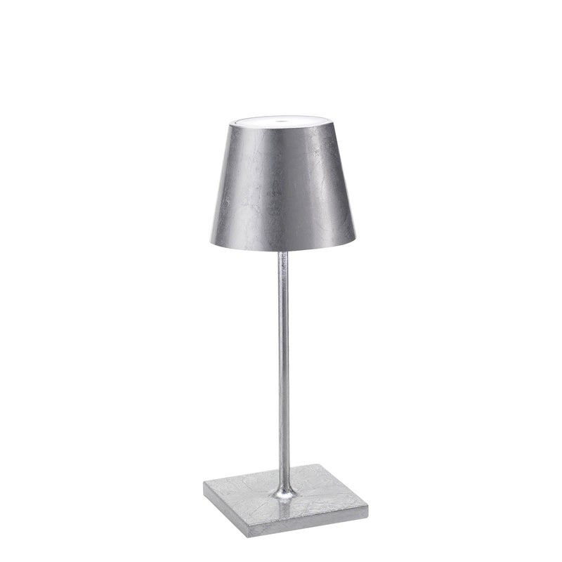Фото - Настільна лампа Zafferano Lampa stołowa LED Poldina Pro Mini Silver Leaf, ładowalna i ściemnialna, z czasem pracy na baterii do 12 godzin