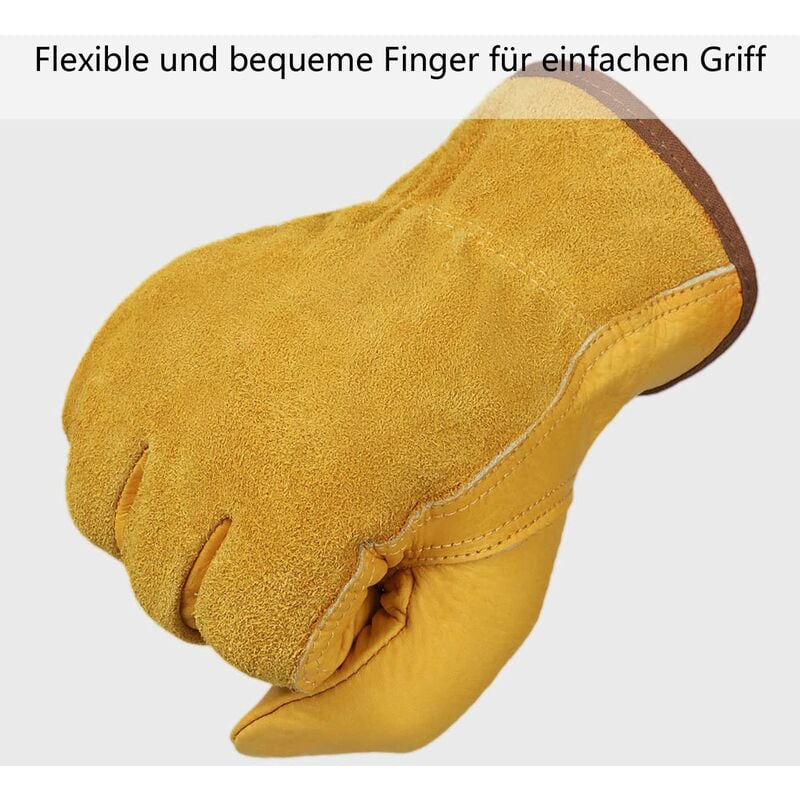 Gants de Jardinage en Cuir de Vachette - Flexibles Cuir Gants de Travail - Résistants aux Épines Gants Gants de Soudeur pour Homme et Femme - 3