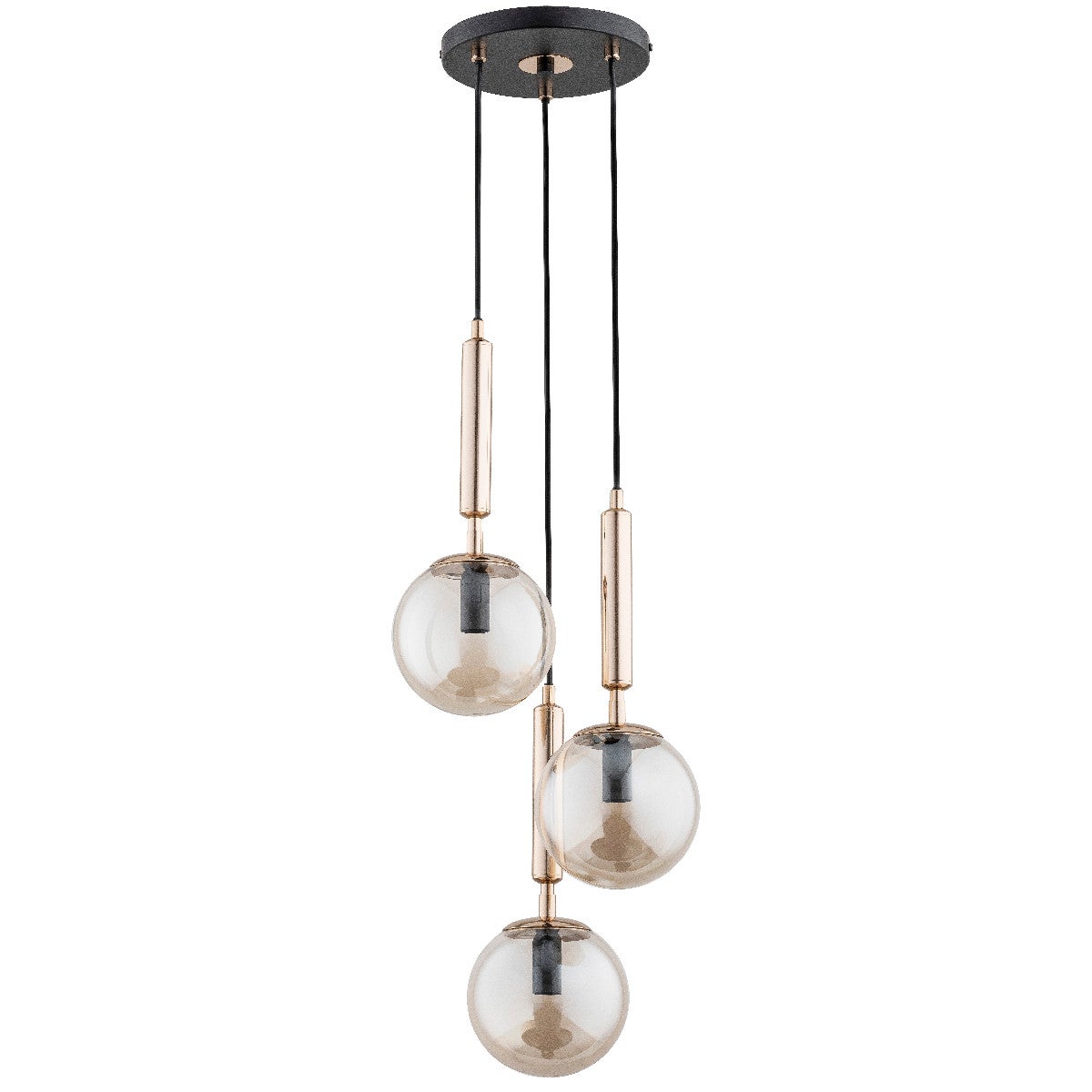 Lampa wisząca Volda czarno-złota-bursztynowy 3xE14x10W nowoczesna wym: 90 x 28 x 28 cm metal Alfa