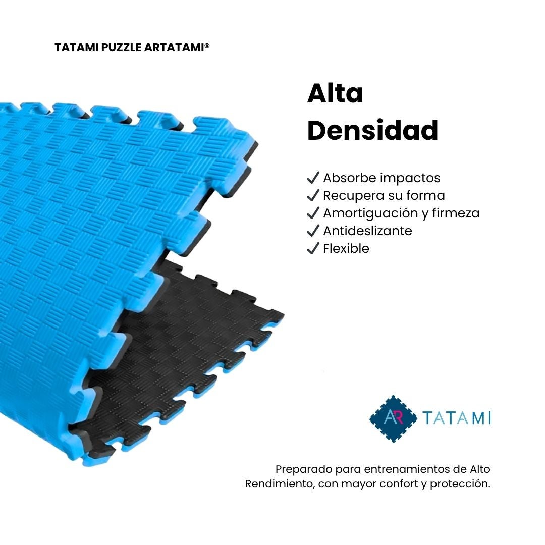 Artatami® Tatami Puzzle 1x1x20 mm Preto - Azul【1 Unidade】Artes Marciais. Caratê, Judô e Taekwondo, Borracha EVA. Antiderrapante. - 8