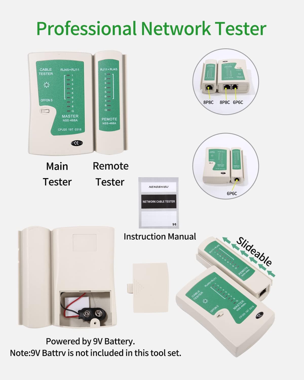 Kit 12 in 1 con tester per cavi LAN e crimpatrice RJ11/45, per la manutenzione professionale o domestica della rete. - 5