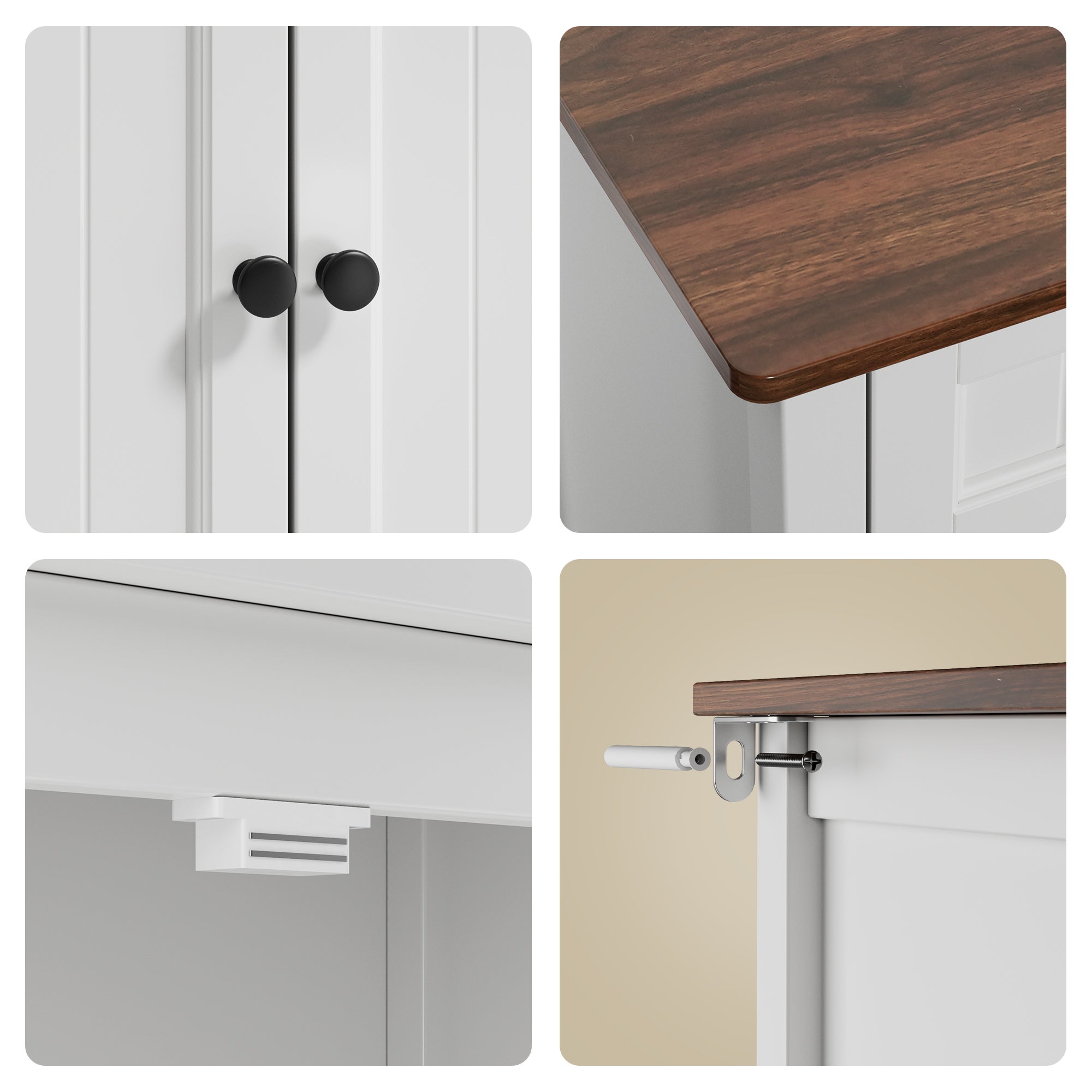 Buffet Meuble de Rangement en MDF - 2 Tiroirs, 2 Portes et Étagère Réglable avec Plateau Marron Bealife - 5