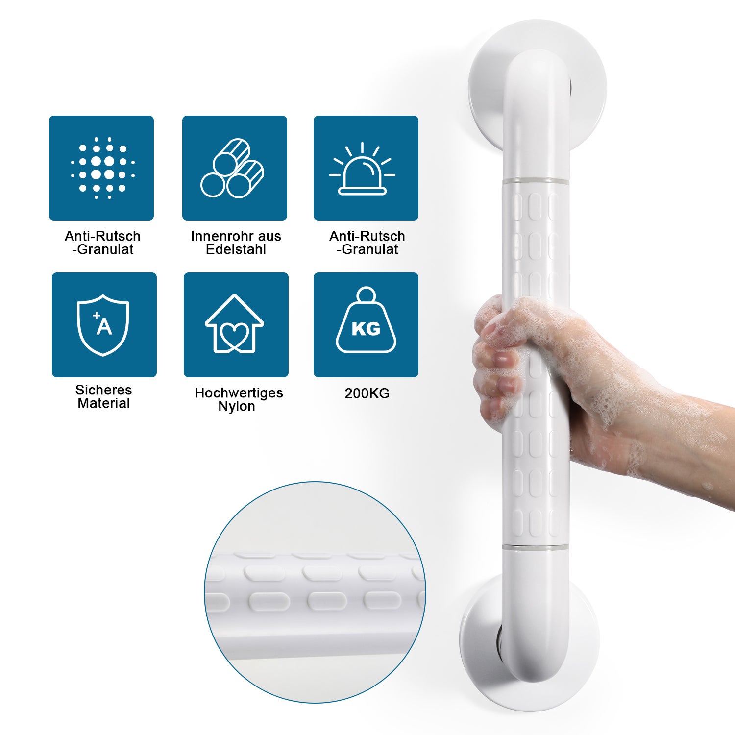 LOVHAUS Poręcze Antypoślizgowe do Pryszniców, Poręcze Ścienne do Łazienek o Długości 35 cm dla Osób Starszych i Dzieci