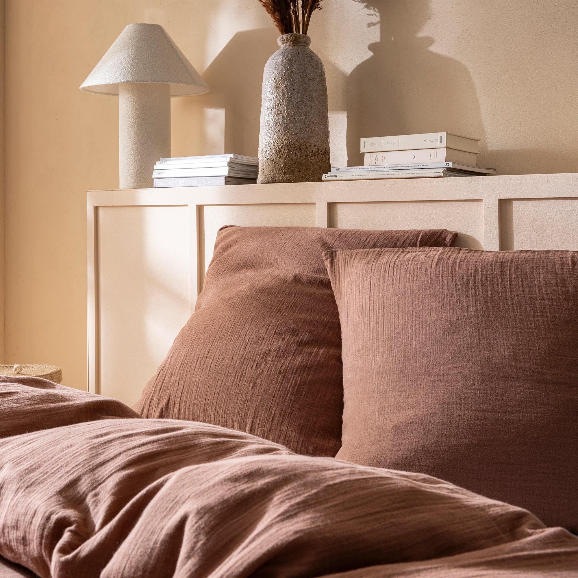 Set de 2 taies d'oreiller unies en coton, GAZE DE COTON - 4