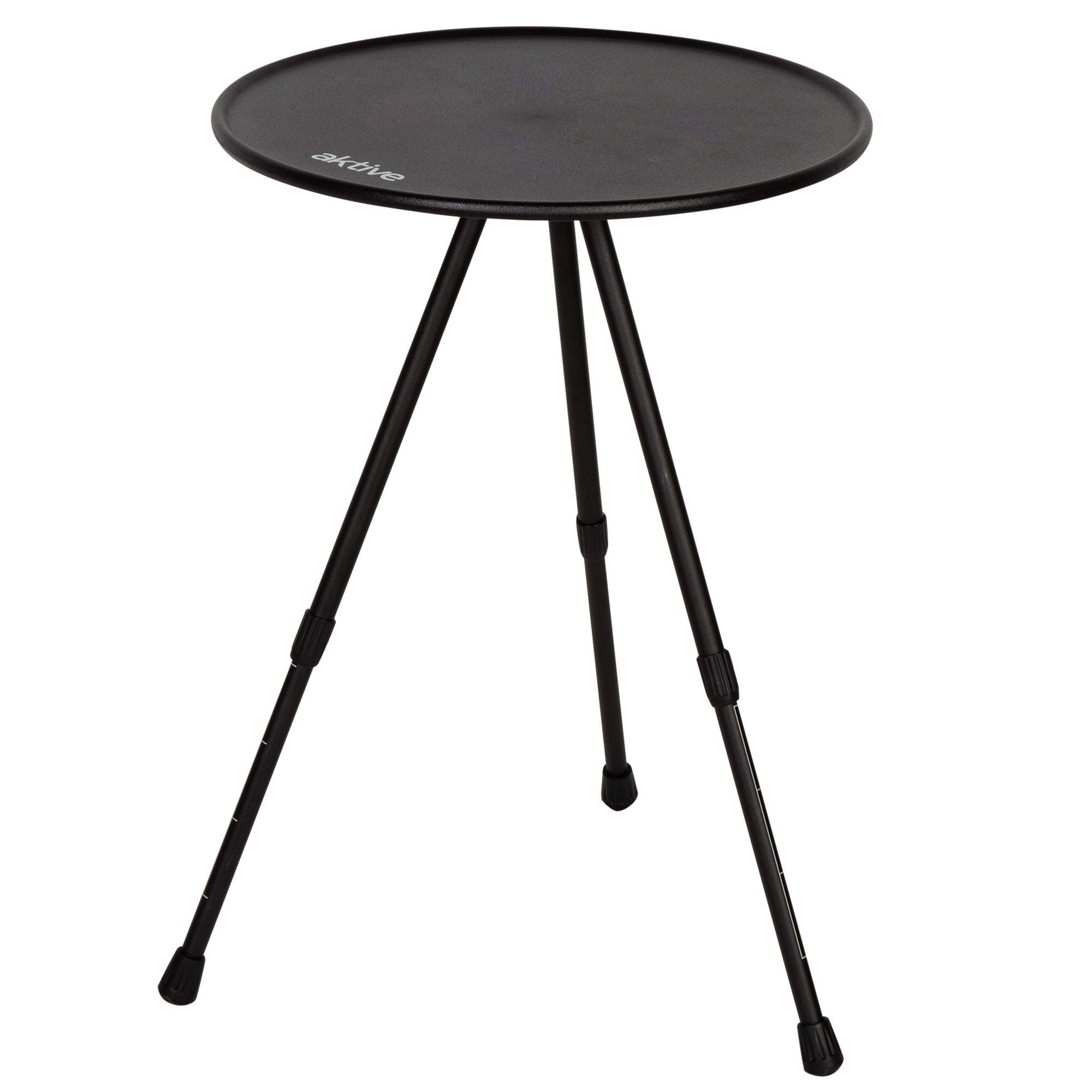 Aktive mesa plegable de camping redonda negra, ligera y compacta