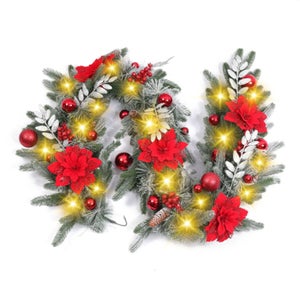 Couronne De Noël Décorative 50 Cm - Avec Boules Dorées, Pour Porte, Mur Ou Cheminée, Décoration Hiver Et Fêtes