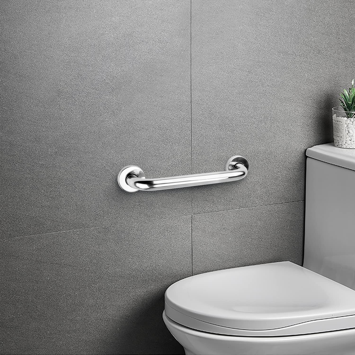 Barre d'appui de douche, en acier inoxydable, adaptée aux personnes âgées/handicapées/enfants/femmes enceintes, argent 60 cm - 5