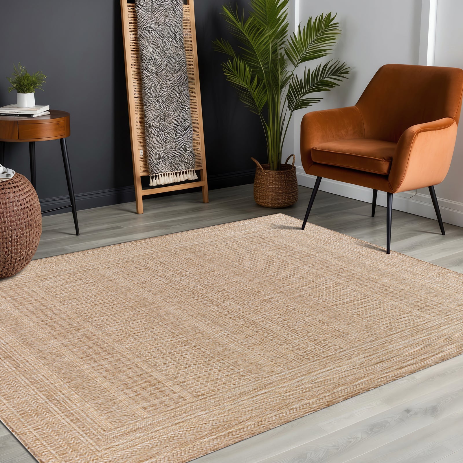 LIVABLISS Tapis d'Extérieur/Intérieur Aspect Jute Beige/Ivoire 160x213 - 6