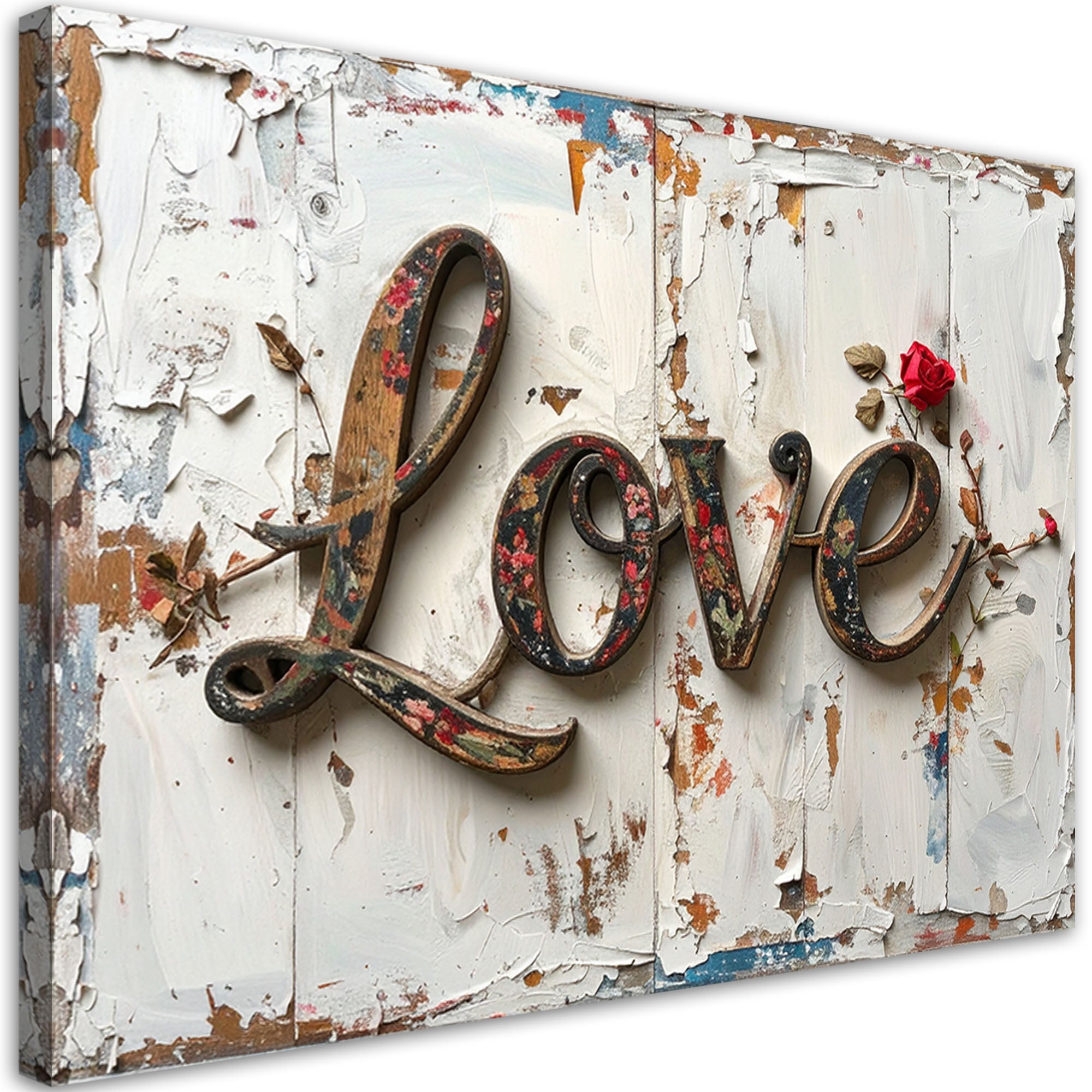 Obraz do salonu sypialni biura, Napis Love w stylu shabby chic 60x40