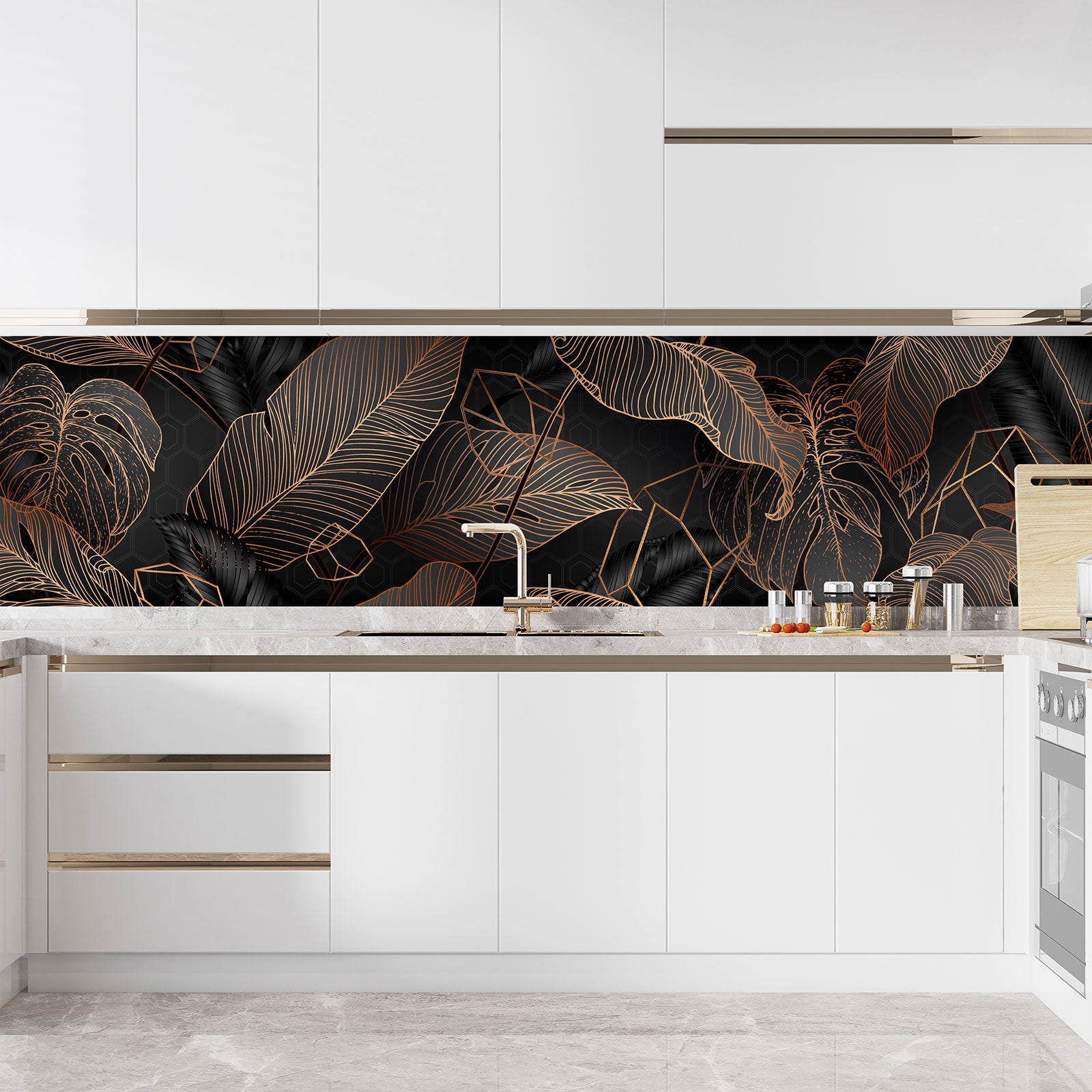 Crédence adhésive sticker pour cuisine - Feuilles tropicales - Adhésif MAT - 50x200 cm - 3
