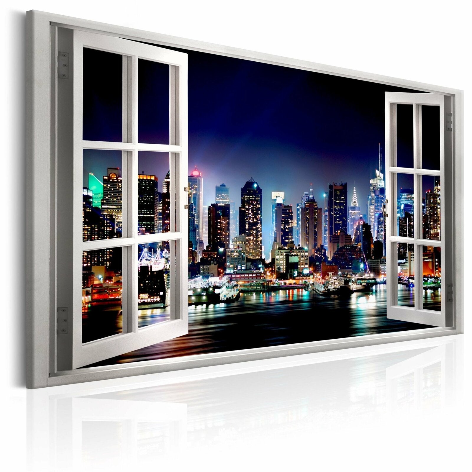 Décalcomanie Murale Pont De New York - Vue Par Une Fenêtre - Pour Salon Ou Chambre