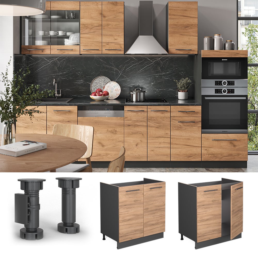 Vicco Meuble bas sous-évier Fame-Line, Chêne de force doré, 80cm sans PT - 2