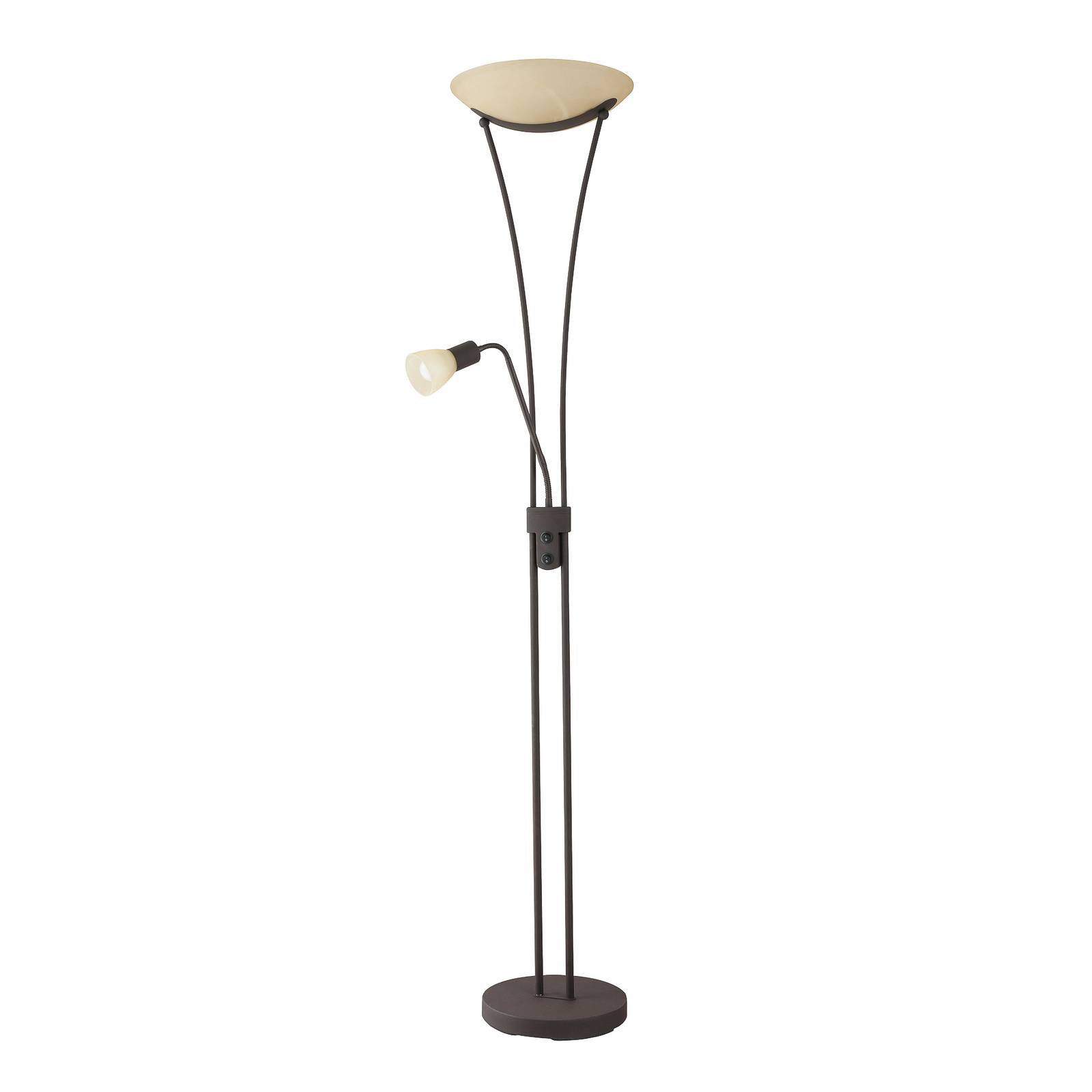 Lampada Da Terra Lindby Nian In Rattan E Legno, Paralume Bianco, Altezza 111 Cm, Marrone, Per Soggiorno