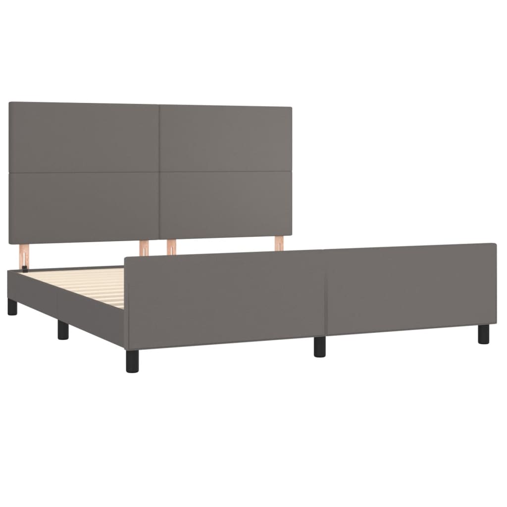Cadre de lit sans matelas, gris, 160 x 200 cm, similicuir - 4