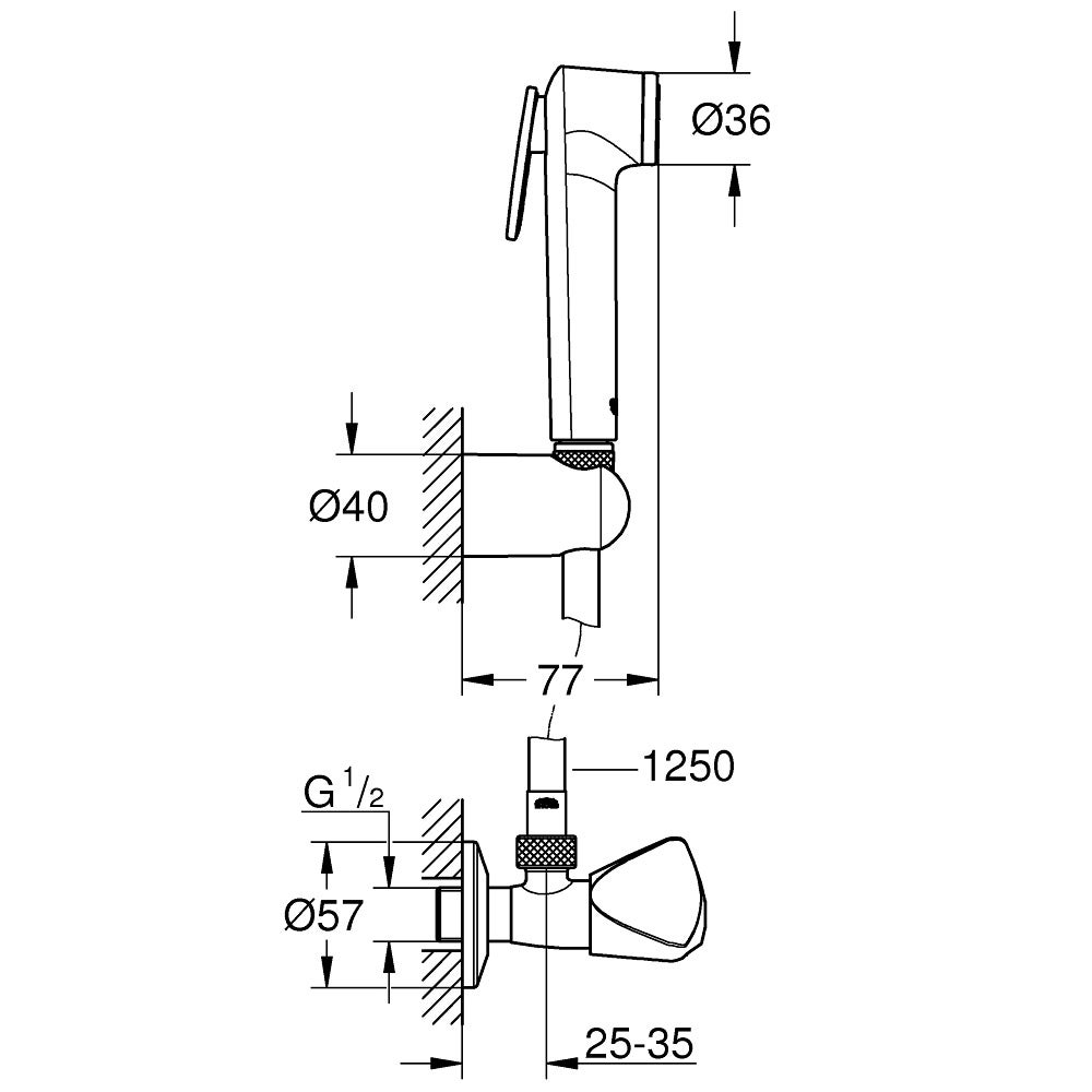 Grohe - Douchette WC Tempesta Trigger spray 30 avec robinet d'arrêt 1 jet, chrome - 5