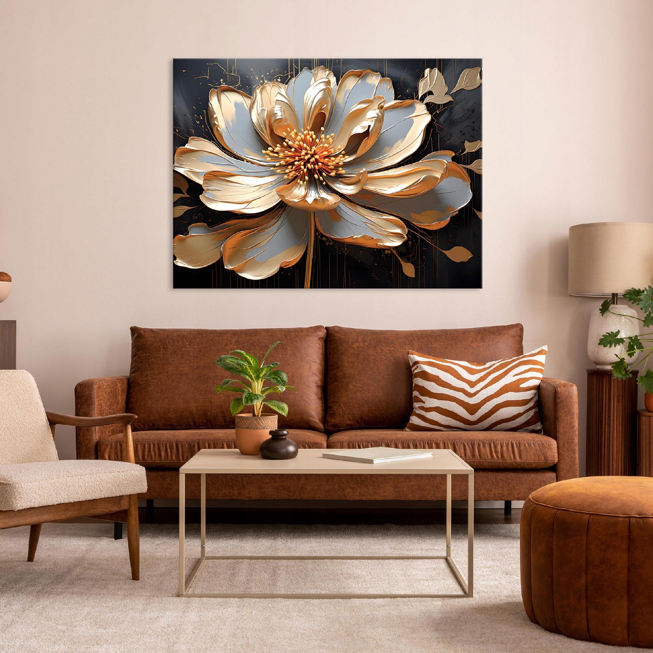 Tableau Toile Moderne Abstrait Floral - Impression Giclée Sur Cadre Bois - Plusieurs Tailles