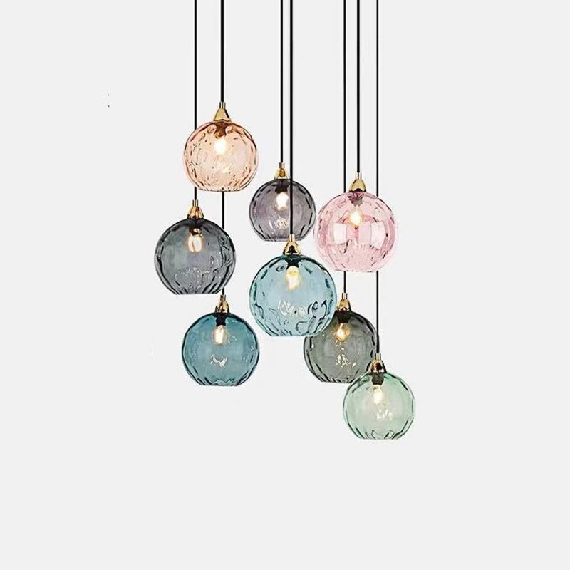 Lustre boule de verre de 20 cm, base en bronze doré avec boule de verre, idéal pour îlot de cuisine ou salle à manger (ambre) - 6