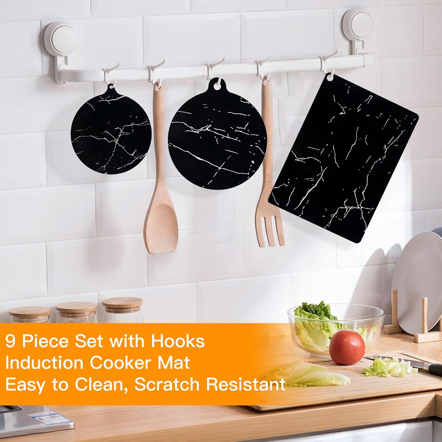 9 Pièces Protection Plaque Induction, Protege Plaque Induction, Protege Plaque de Cuisson, Tapis en Silicone pour Cuisine, Protection Plan de Travail - 3