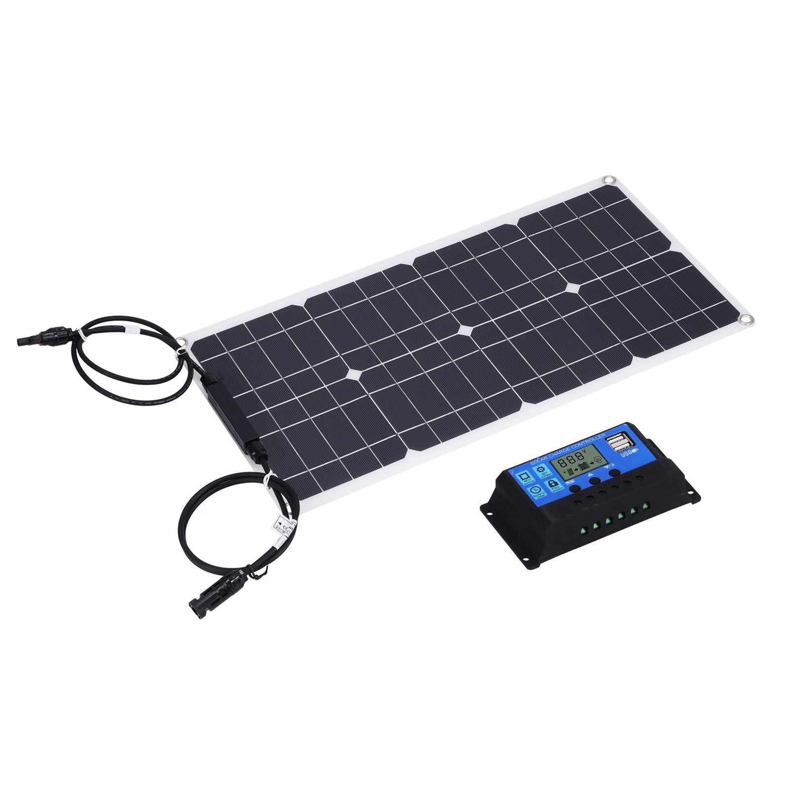 Renogy Kit Pannello Solare Monocristallino 50W 12V – Con Regolatore PWM 10A E Porte USB, Per Camper E Barche