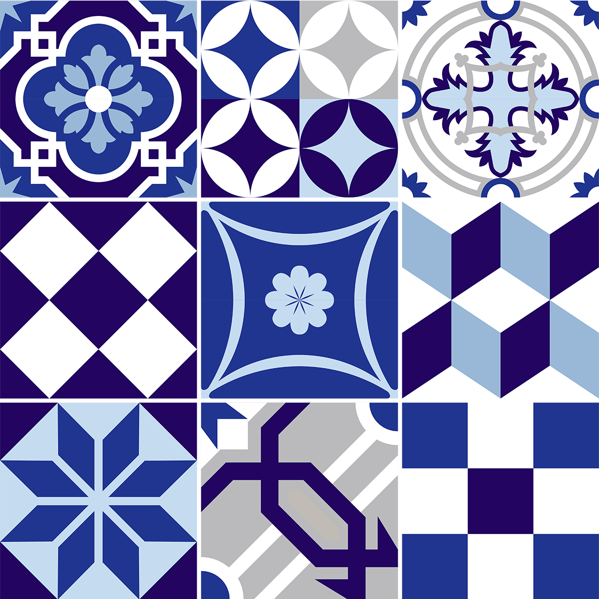 9 adesivi piastrelle di cemento azulejos gabiana - Sticker adesivo - adesivi murali - 9stickers20x20cm - 2