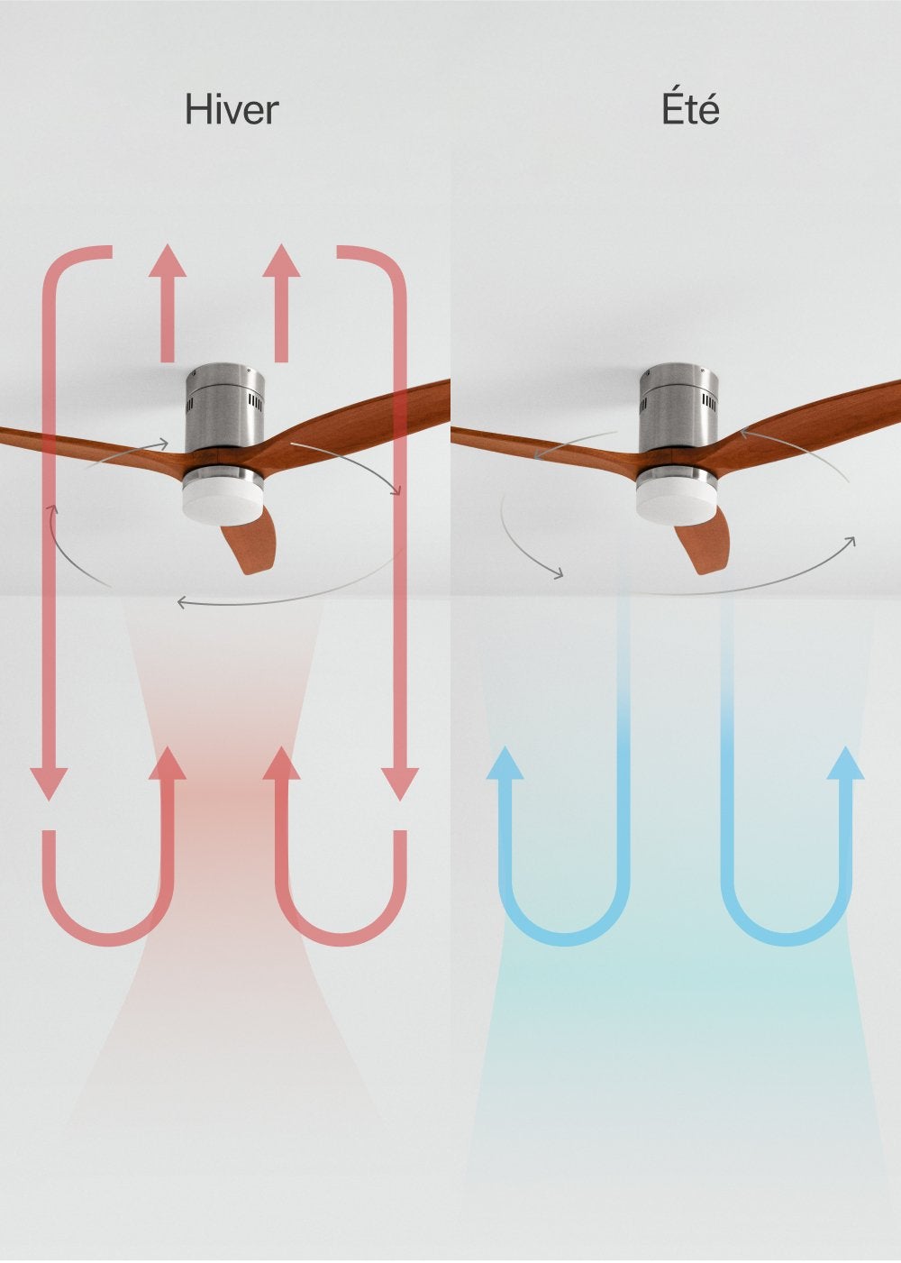 WIND CALM NATURAL WOOD M - Ventoinha de teto 40W silencioso 100% madeira - Com luz - sem wifi - 4