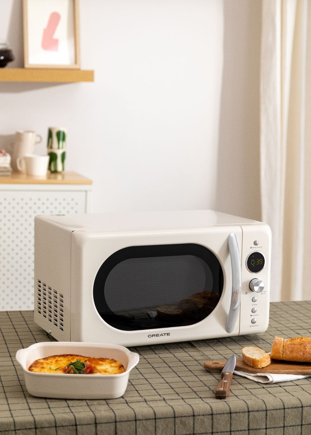 CREATE - MICROWAVE RETRO - Micro-ondes 20L gril numérique 900W - Blanc cassé - 2