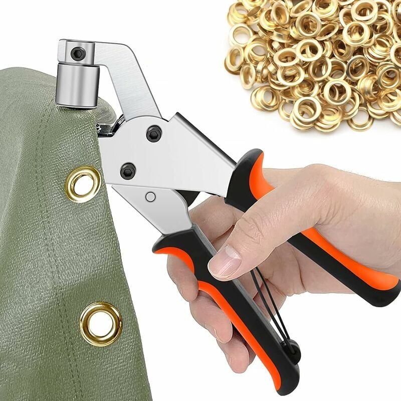 Szczypce do oczek plandekowych, zestaw 300 oczek (10 mm) Przenośne szczypce do oczek tkanin
