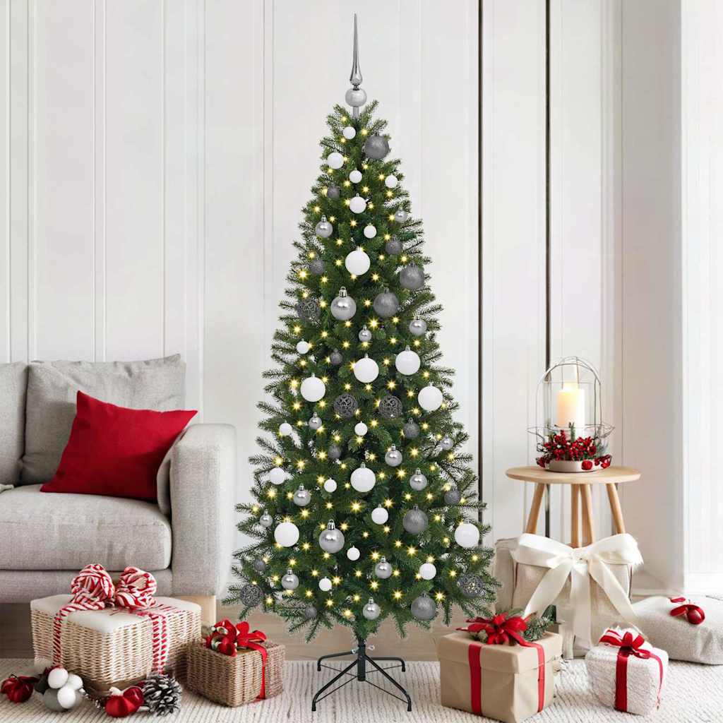 Sztuczna choinka z 300 diodami LED Zielony 180 cm PE i PVC