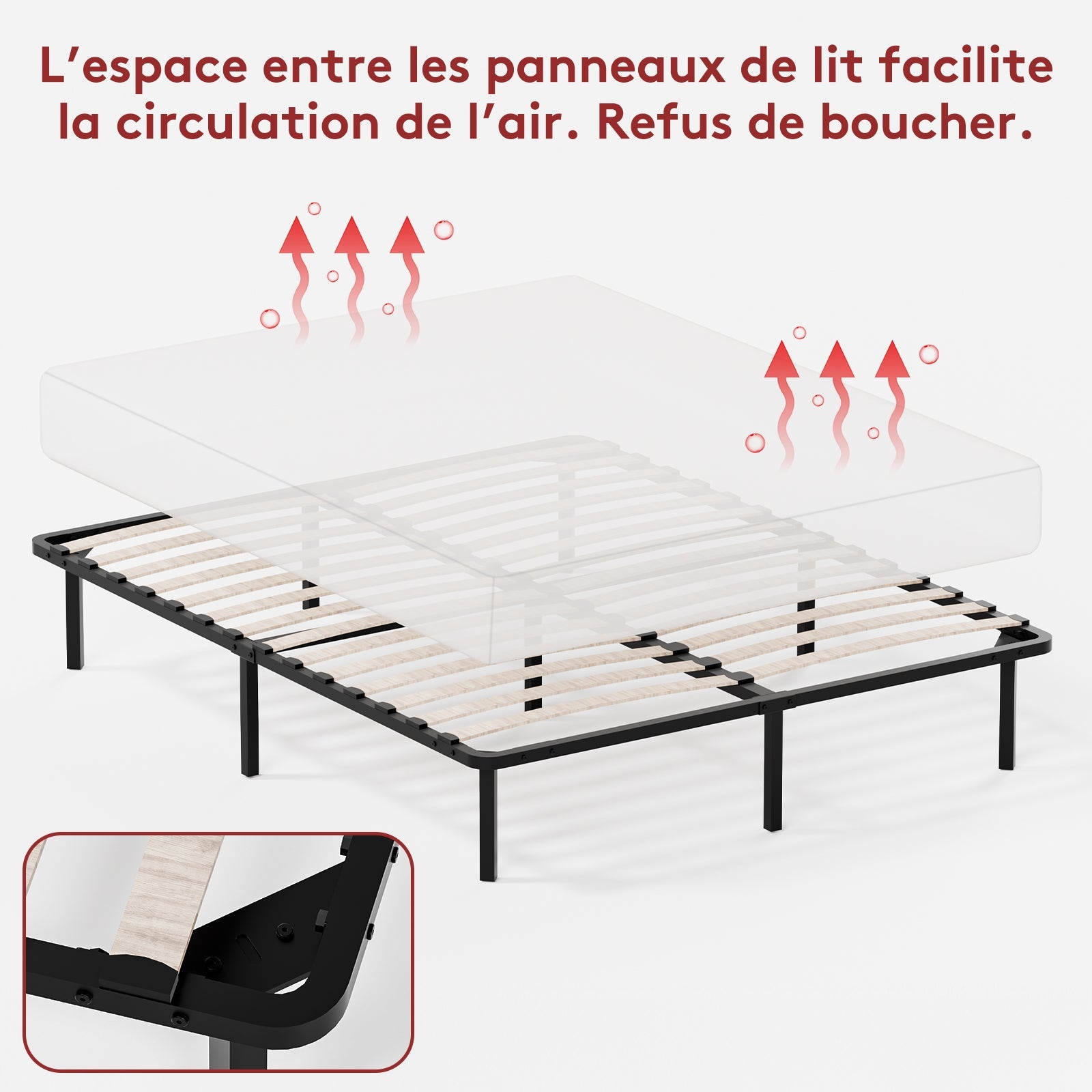 DEWINNER Sommier à Lattes 140x190 , Lit 2×14Lattes, 9 Pieds - 2