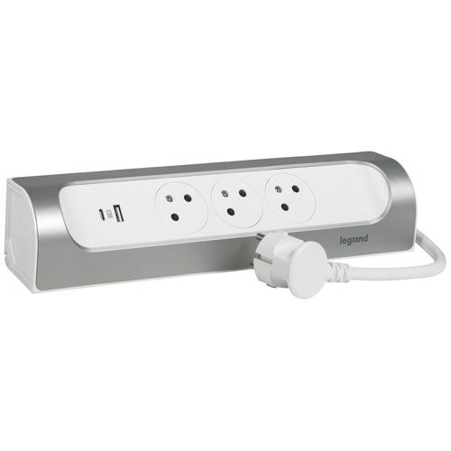 Multiprise LEGRAND FB 3X2P+T CORNER ANGLE USB A+C 1M BLANC - 3