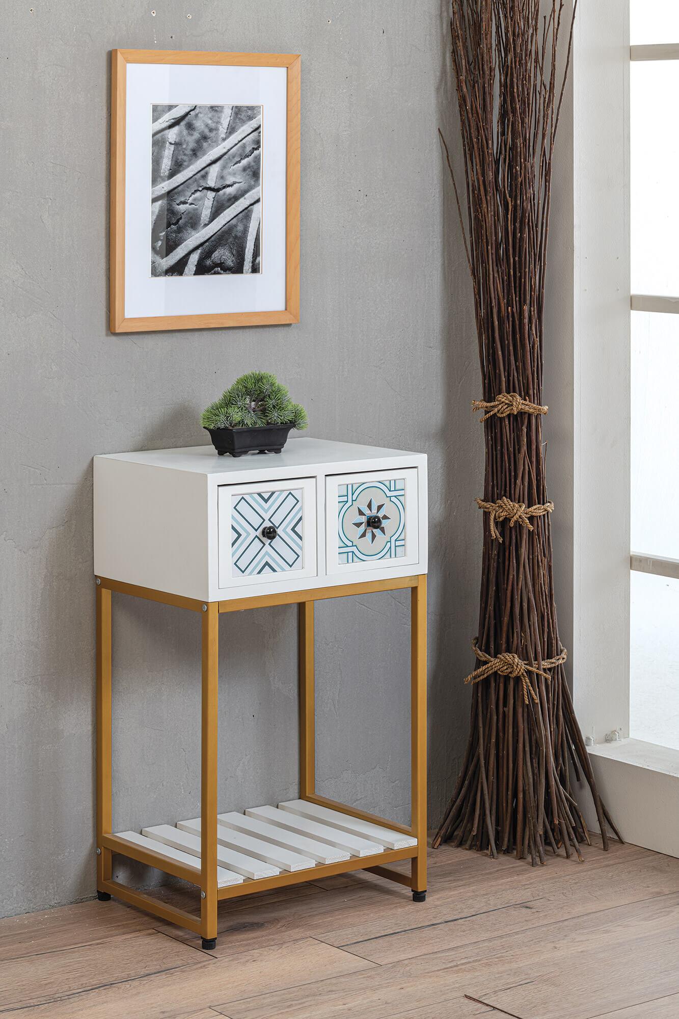 Console D'entrée Laquée Blanche 2 Tiroirs 90 Cm - Estea Mobili Neuve