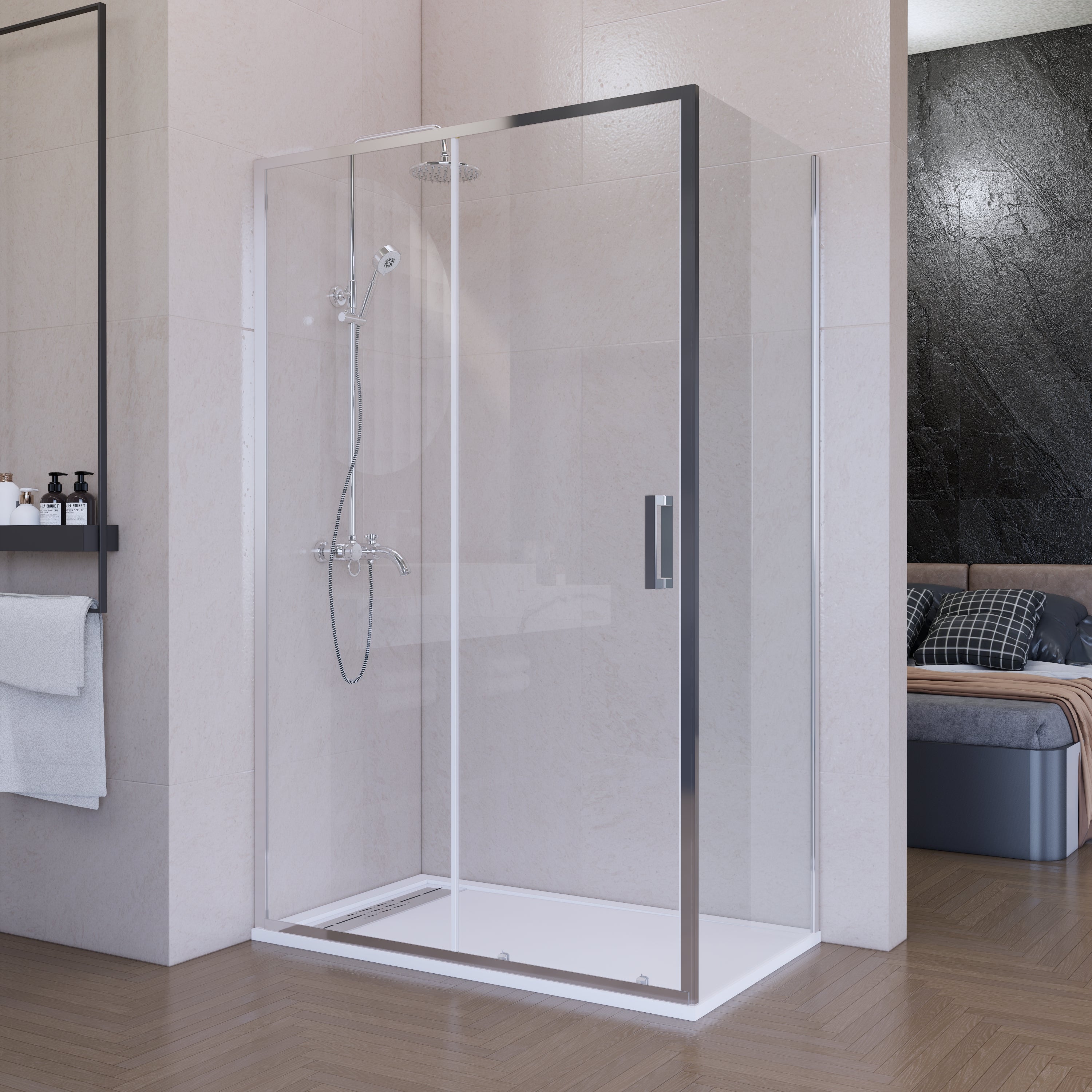 Paroi douche Walk In 56CM H190 Verre Transparent avec Traitement