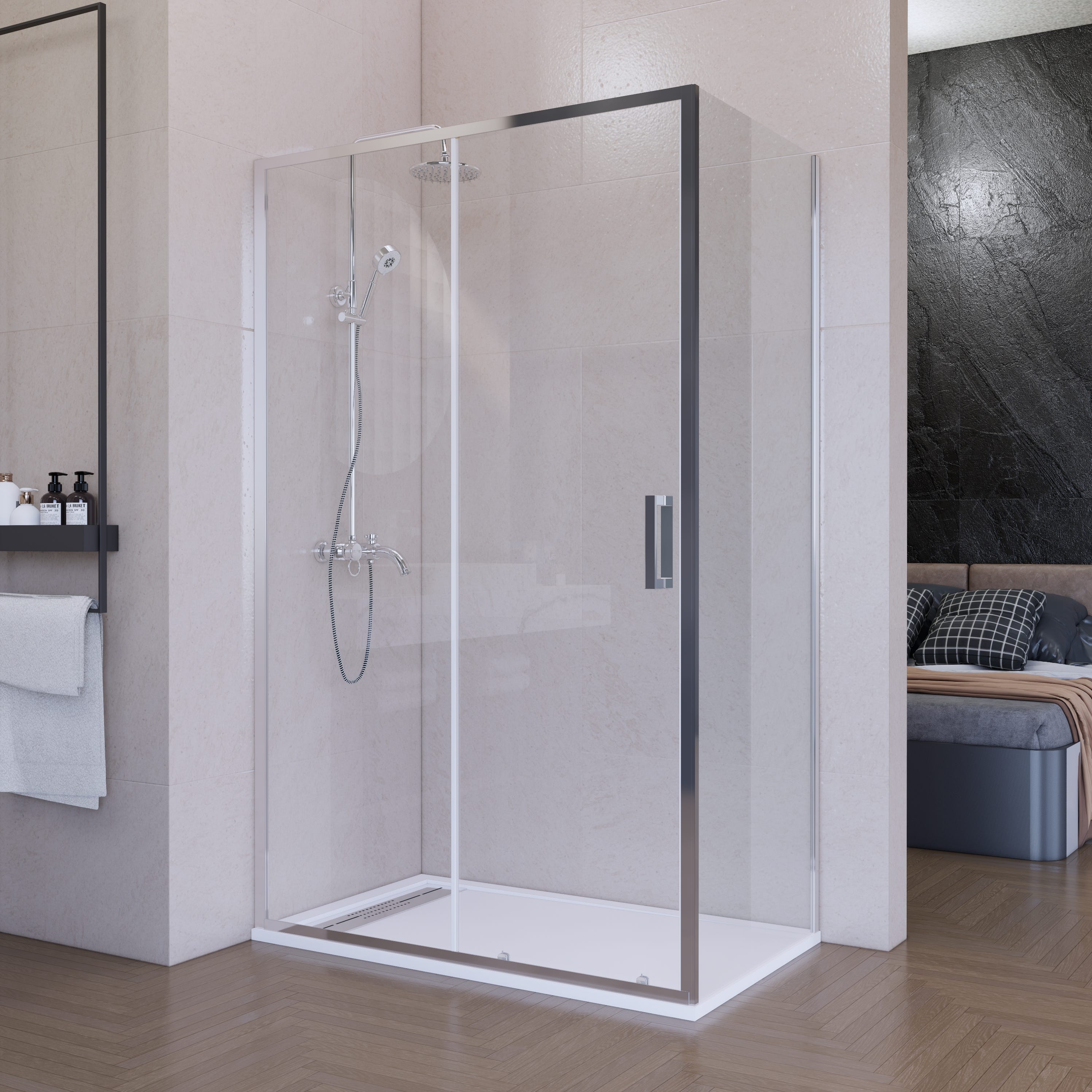 Paroi douche Walk In 56CM H190 Verre Transparent avec Traitement Paroi douche Walk In 56CM H190 Verre Transparent avec Traitement