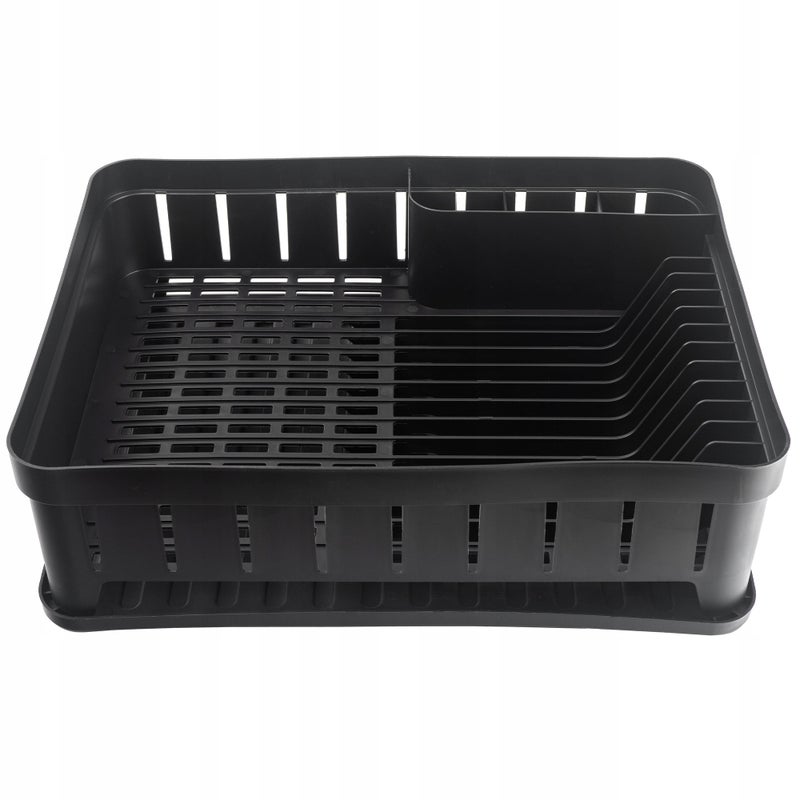 SUSZARKA OCIEKACZ DO NACZYŃ NA SZTUĆCE STOJĄCA CZARNA PLASTIKOWA TACKA 39cm