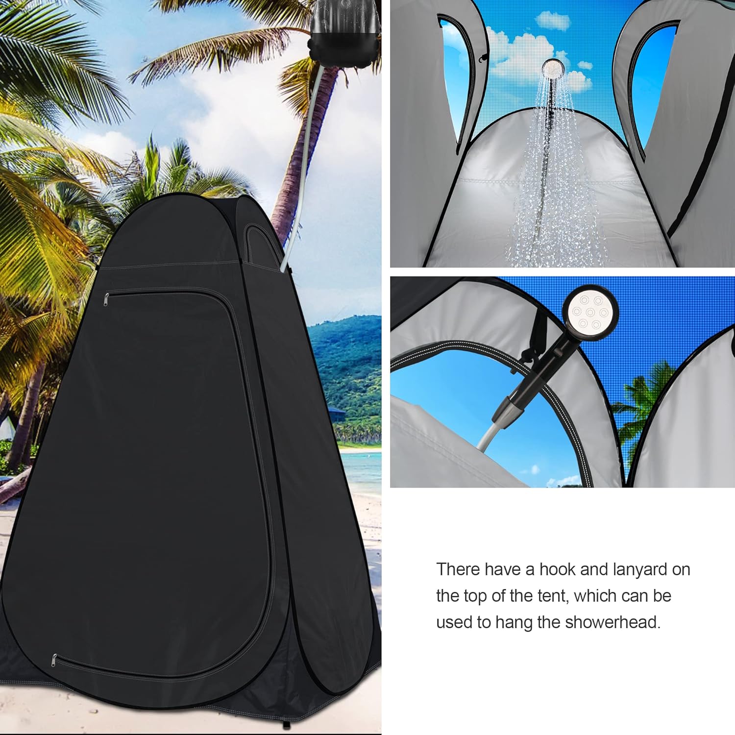 Riggoo Tente De Douche Et Toilette Portable – Pop-up, 120x120x195 Cm, UPF 50+, Pour Camping, Plage, Randonnée