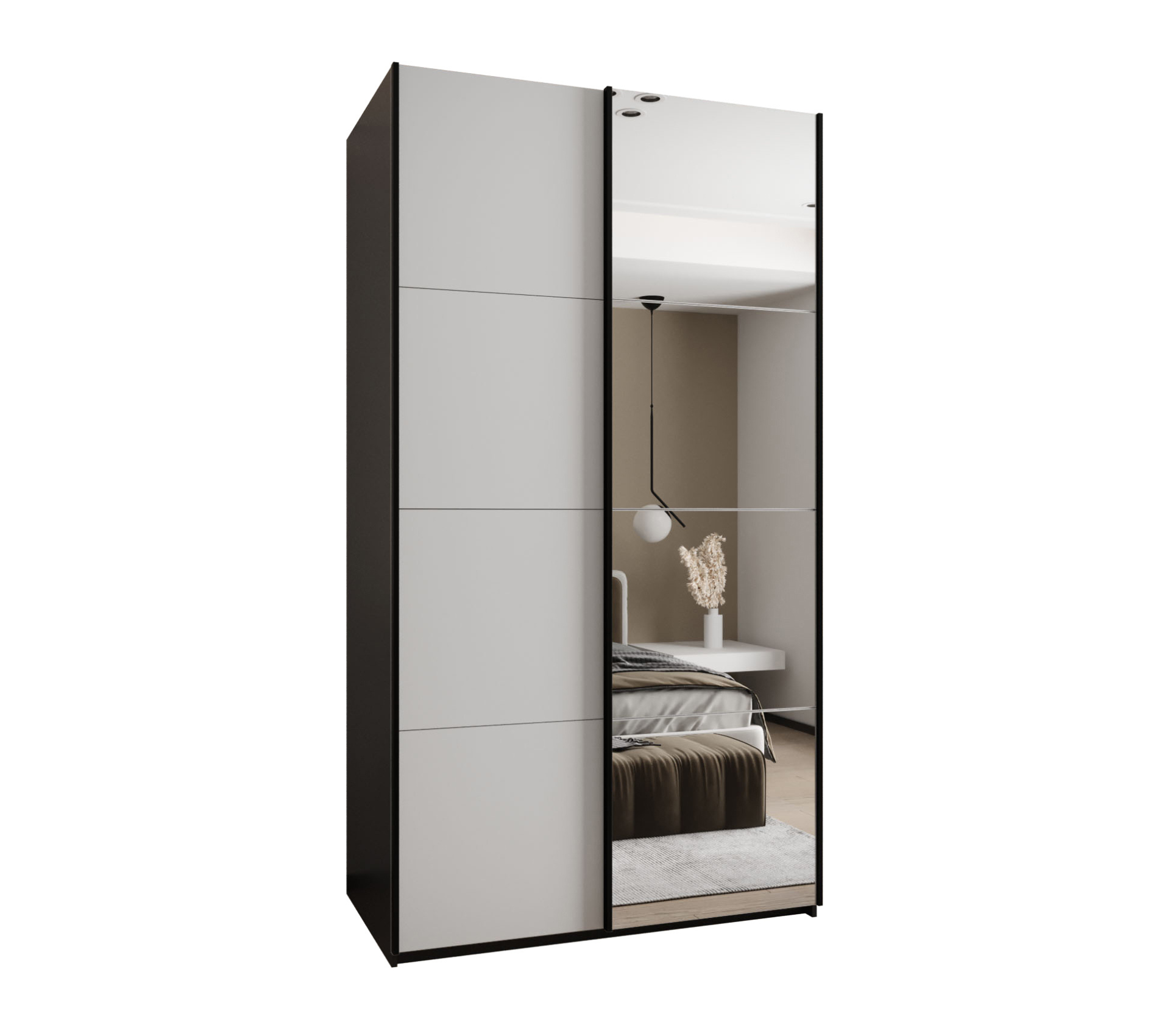 Szafa przesuwna wysoka Lux 3 140 x 64 x 245,5 cm czarny + biały + u. czarny - Abiks Meble