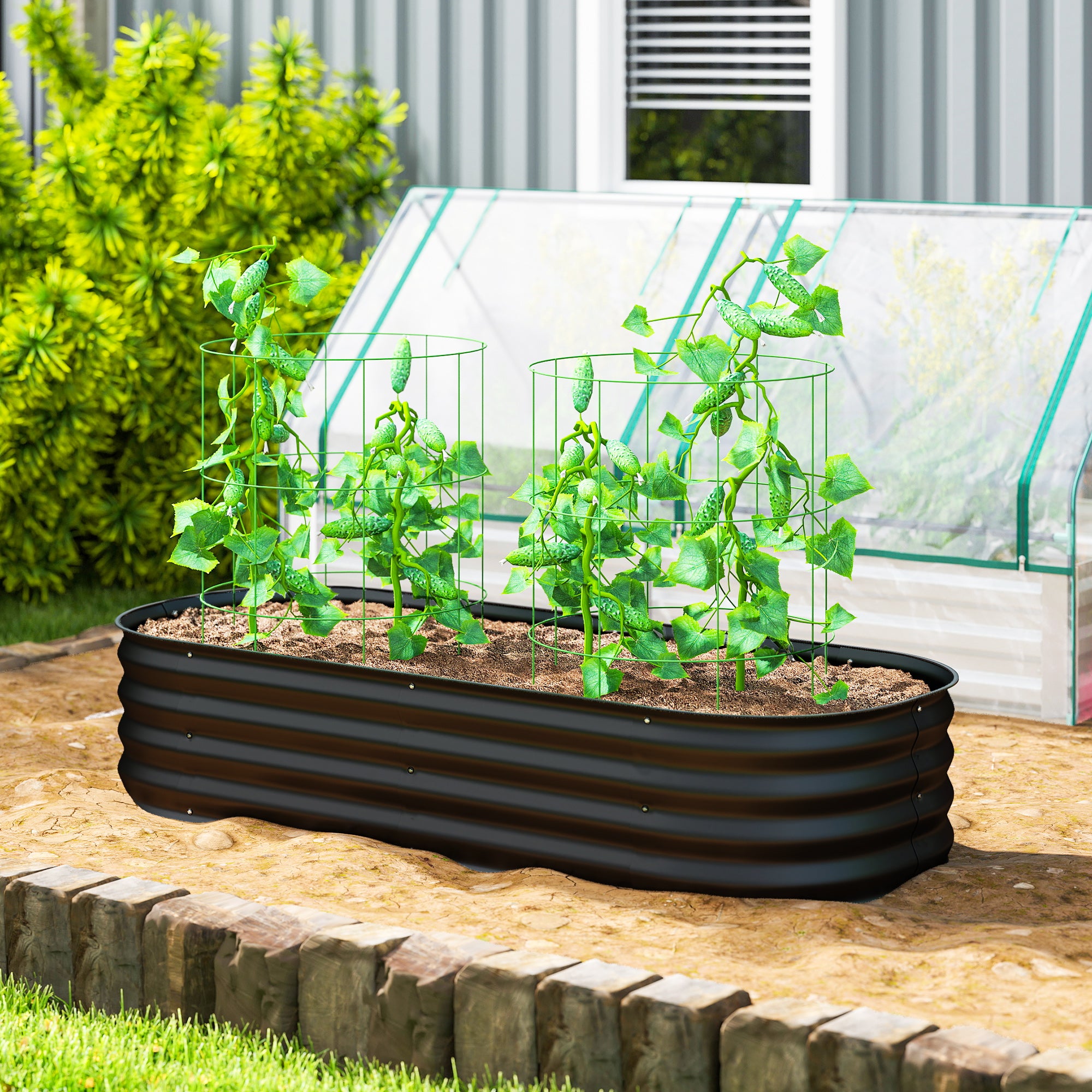 Jardinière en acier noir modulable 150x62x30cm OUTSUNNY - 2