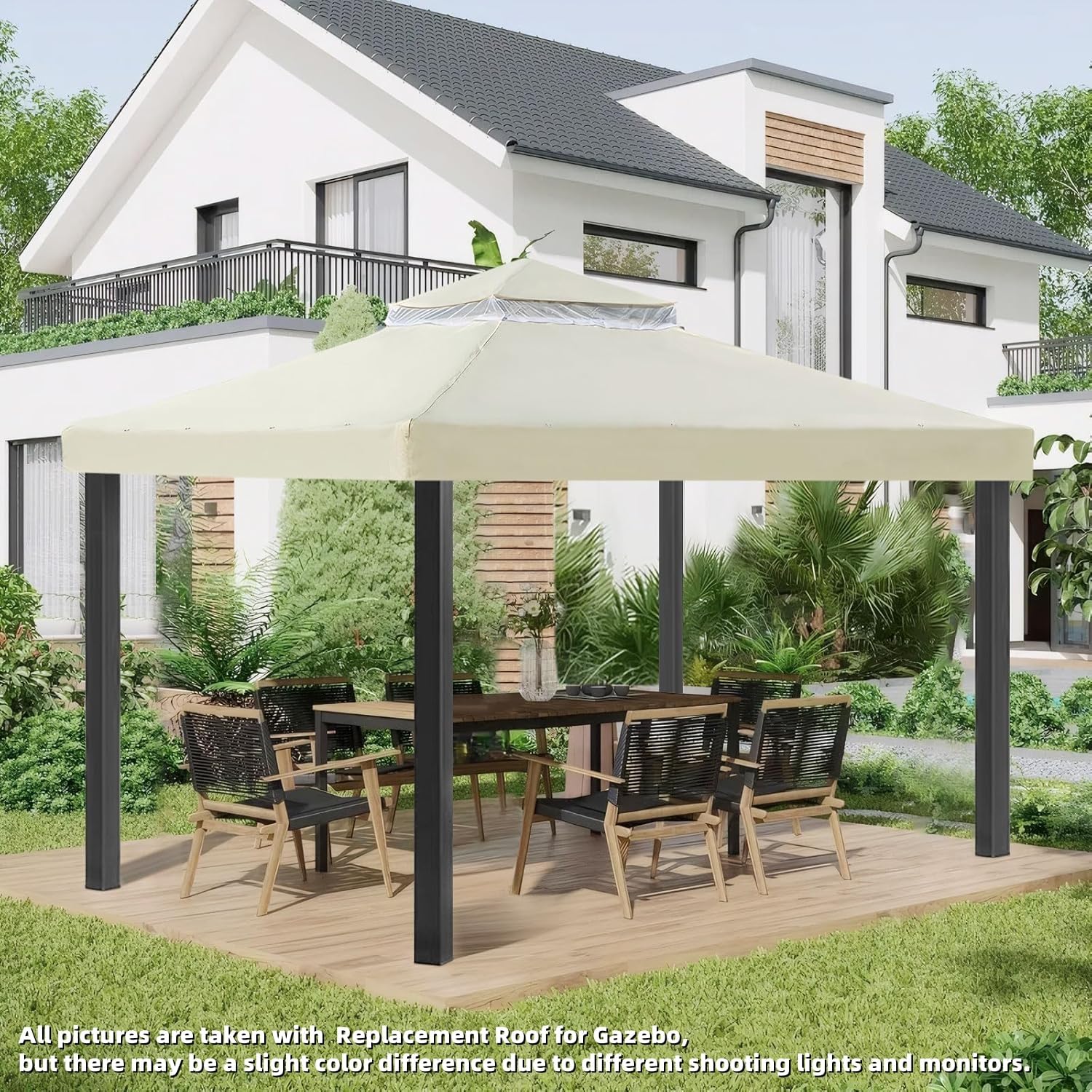 Toile de rechange nieprzepuszczalny pour tonnelle d'extérieur - Toit ombragé de 300 x 300 cm, abri de jardin, pergola solide