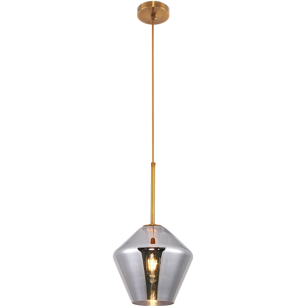 Lampe suspension dorée design en verre - Falma Gris transparent | Leroy ...