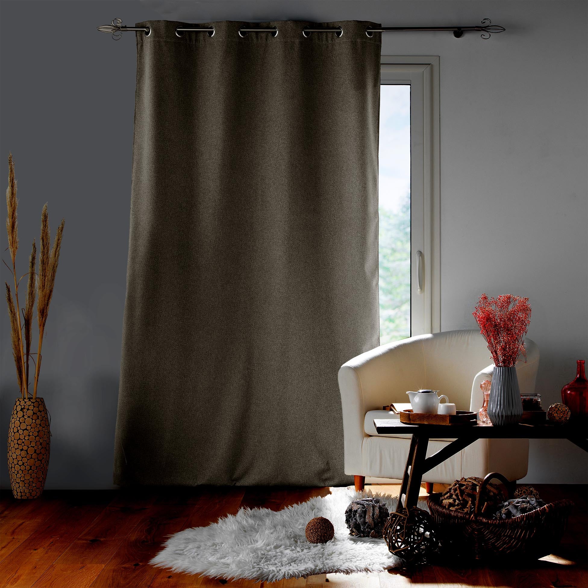 Rideau isolant doublé polaire - Naturel - 140x260 cm - Polyester - 5