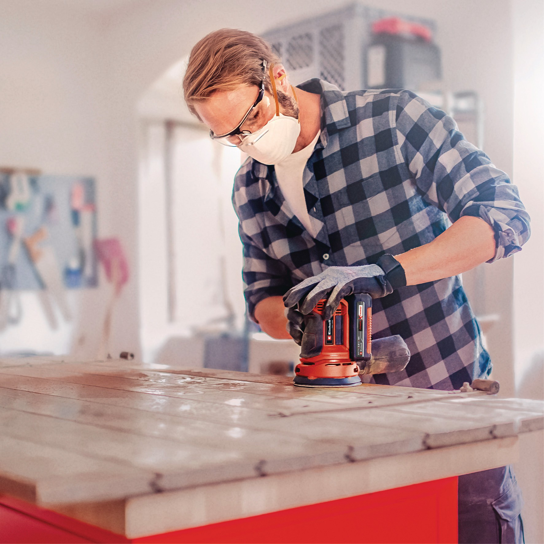 Einhell Ponceuse excentrique sans fil TE-RS 18 Li - Solo PXC (18V, avec 1 abrasif) Livré sans Batterie ni Chargeur - 4