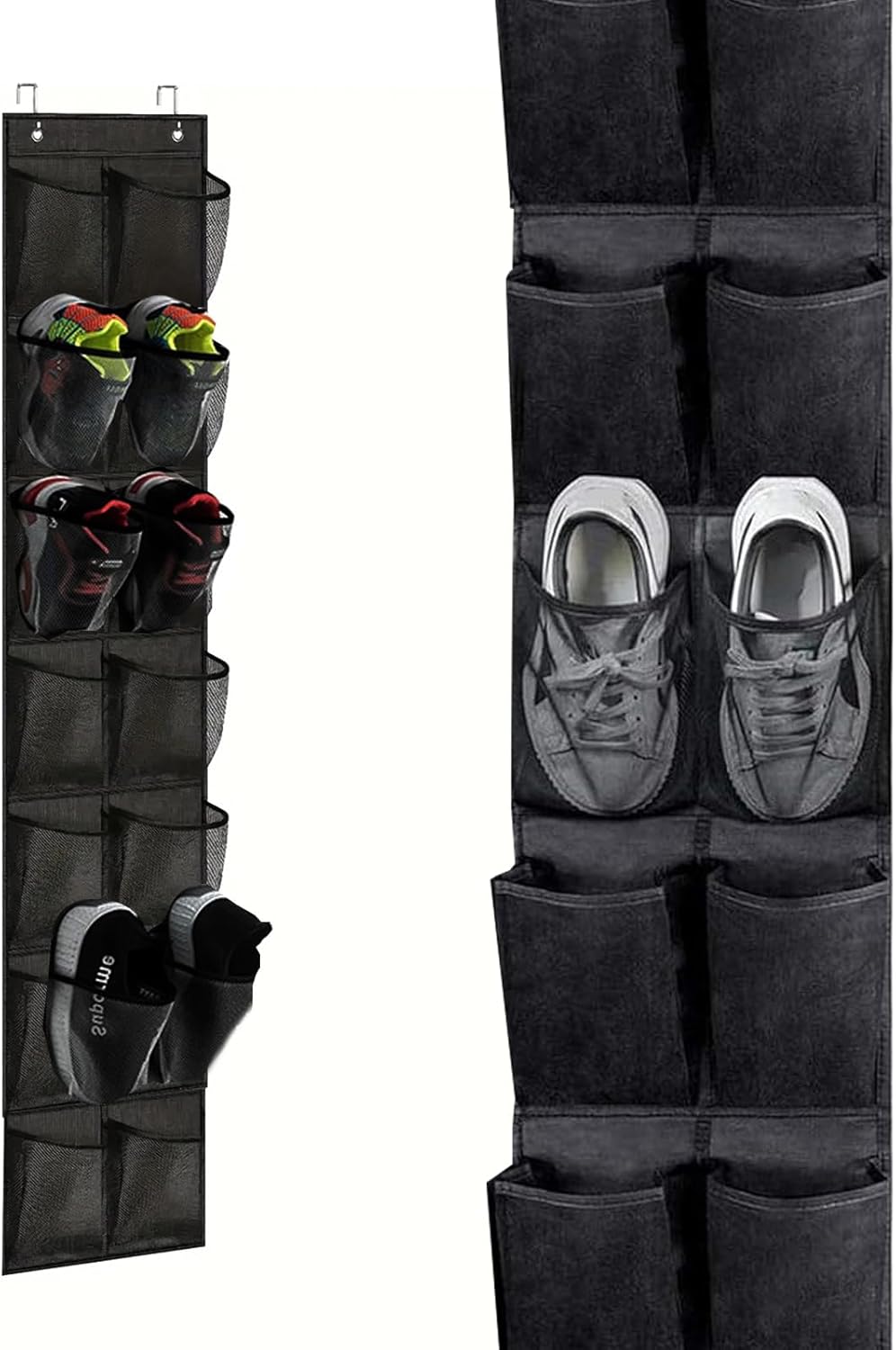 Organiseur Chaussures Porte 14 Poches – Range-Chaussures Suspendu 2 Pièces Maille Respirante