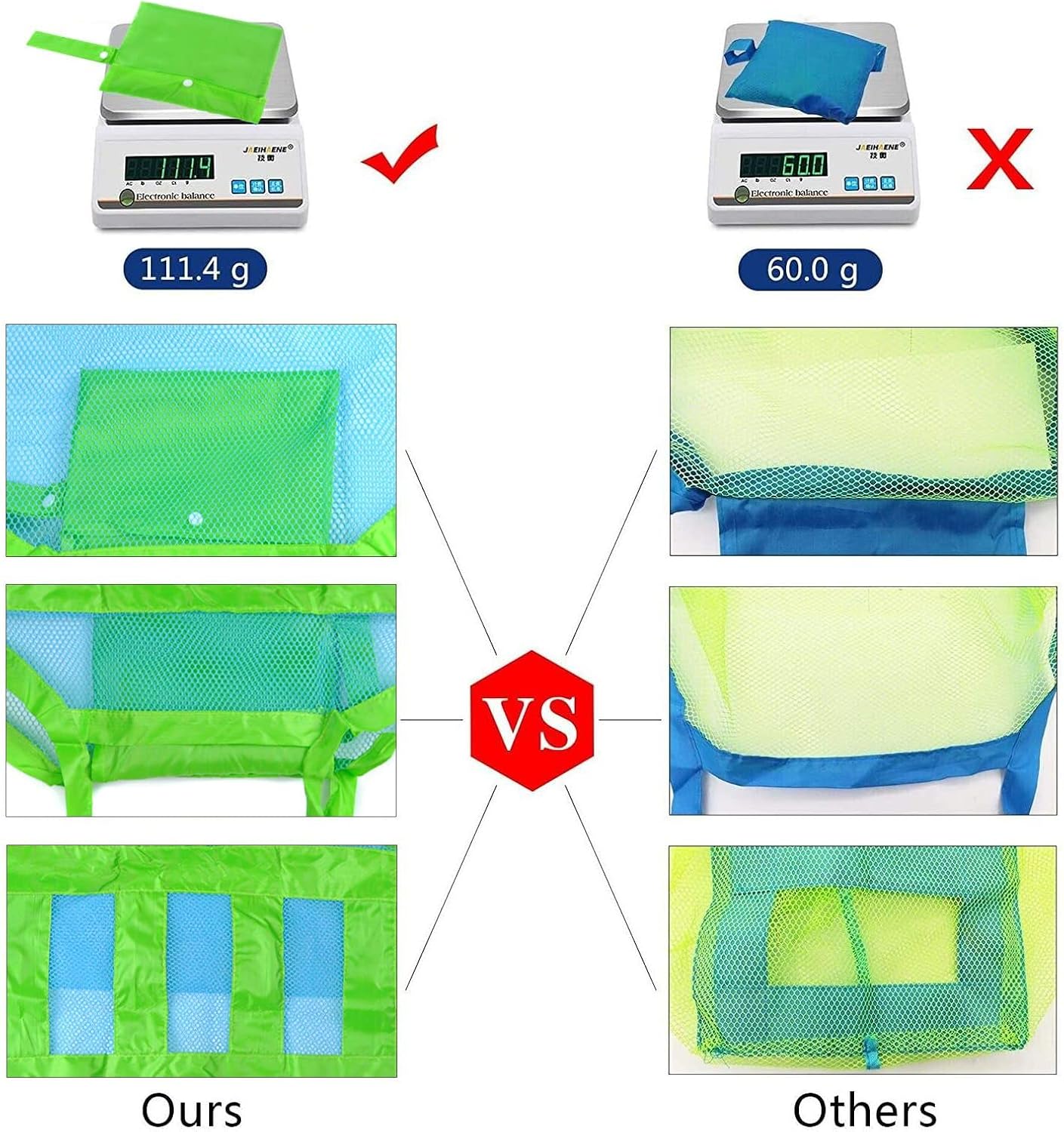 Sac Filet Rangement Jouets Plage - ZGEER - 45 x 30 x 45cm - Vert et Bleu - Conception de Maillage - Jeux - Jouets