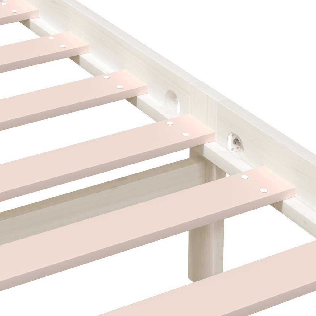 Cadre de lit sans matelas blanc en bois massif 140 x 190 cm - 7