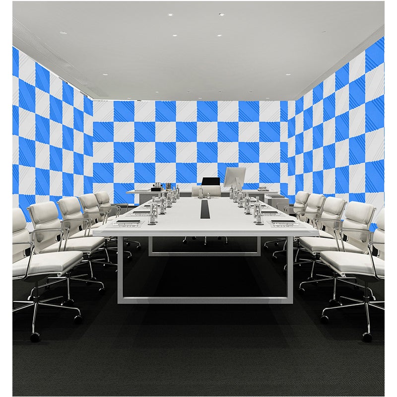 Materiał dźwiękochłonny z bawełny twill, 12 szt., do okładzin ściennych wewnątrz pomieszczeń, 30*30*5 cm, niebieski, trudnopalny (bez kleju)