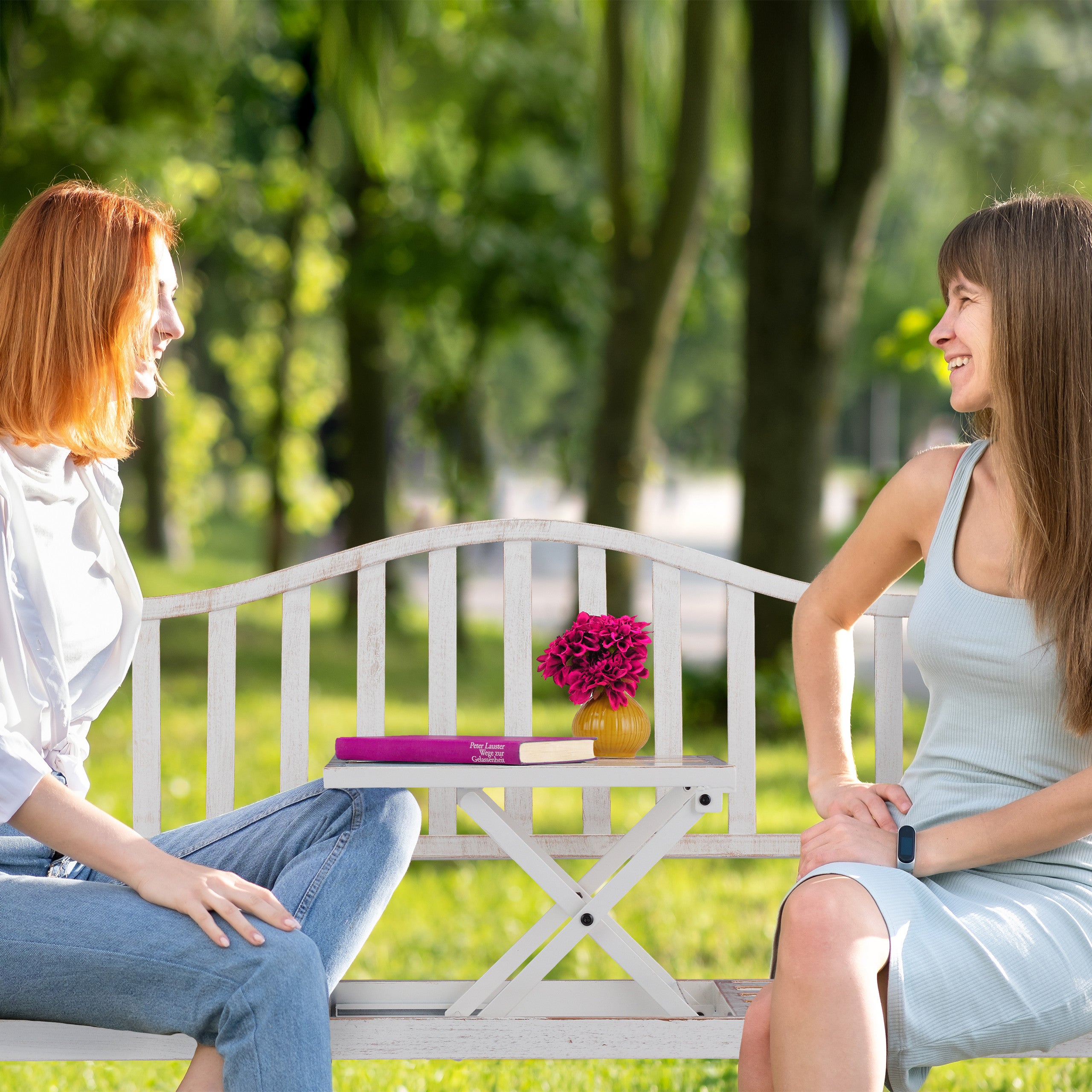 Banc de jardin avec table pliante, 3 places, solide, jardin, métal, balcon, HLP: 89 x 150 x 58,5 cm, noir, Relaxdays - 5